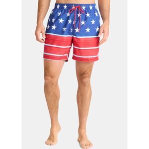 NEW NWT Mens Sz Medium (32-34) Patriotic Stars Built In Mesh Brief Swim Shorts